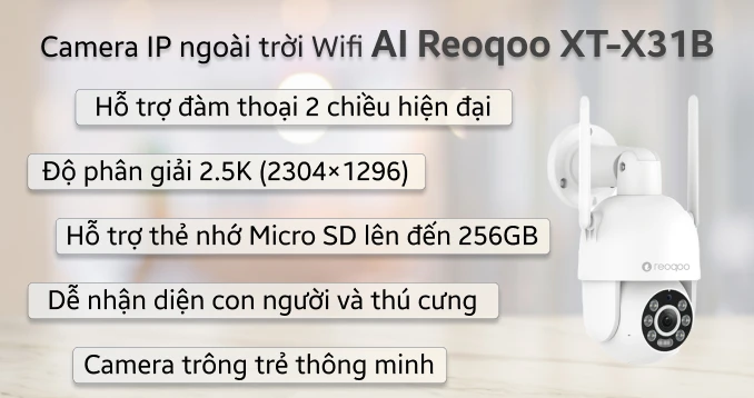 Camera IP ngoài trời 360 độ 4MP Reoqoo AI XT-X31B 2.5K Fullcolor - Ảnh 3
